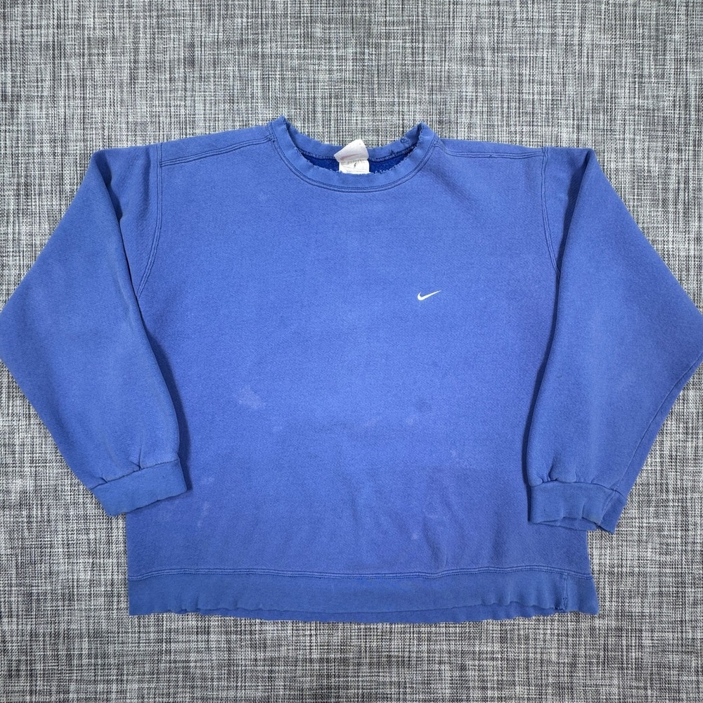 Nike Sweatshirt Approx Womens XL Blue Embroidered Swoosh Crew Neck Long Sleeve